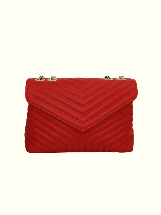 Angelica Red Italian Leather Shoulder Bag