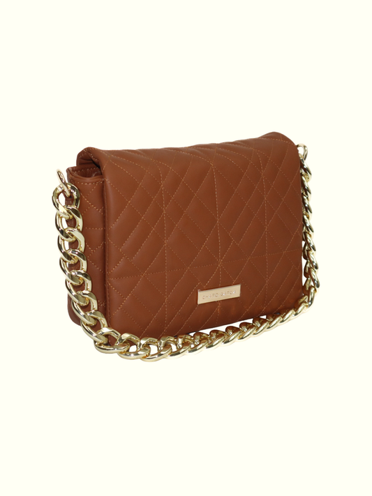 Aris Camel Italian Leather Shoulder Bag