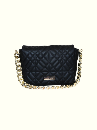 Aris Black Italian Leather Shoulder Bag