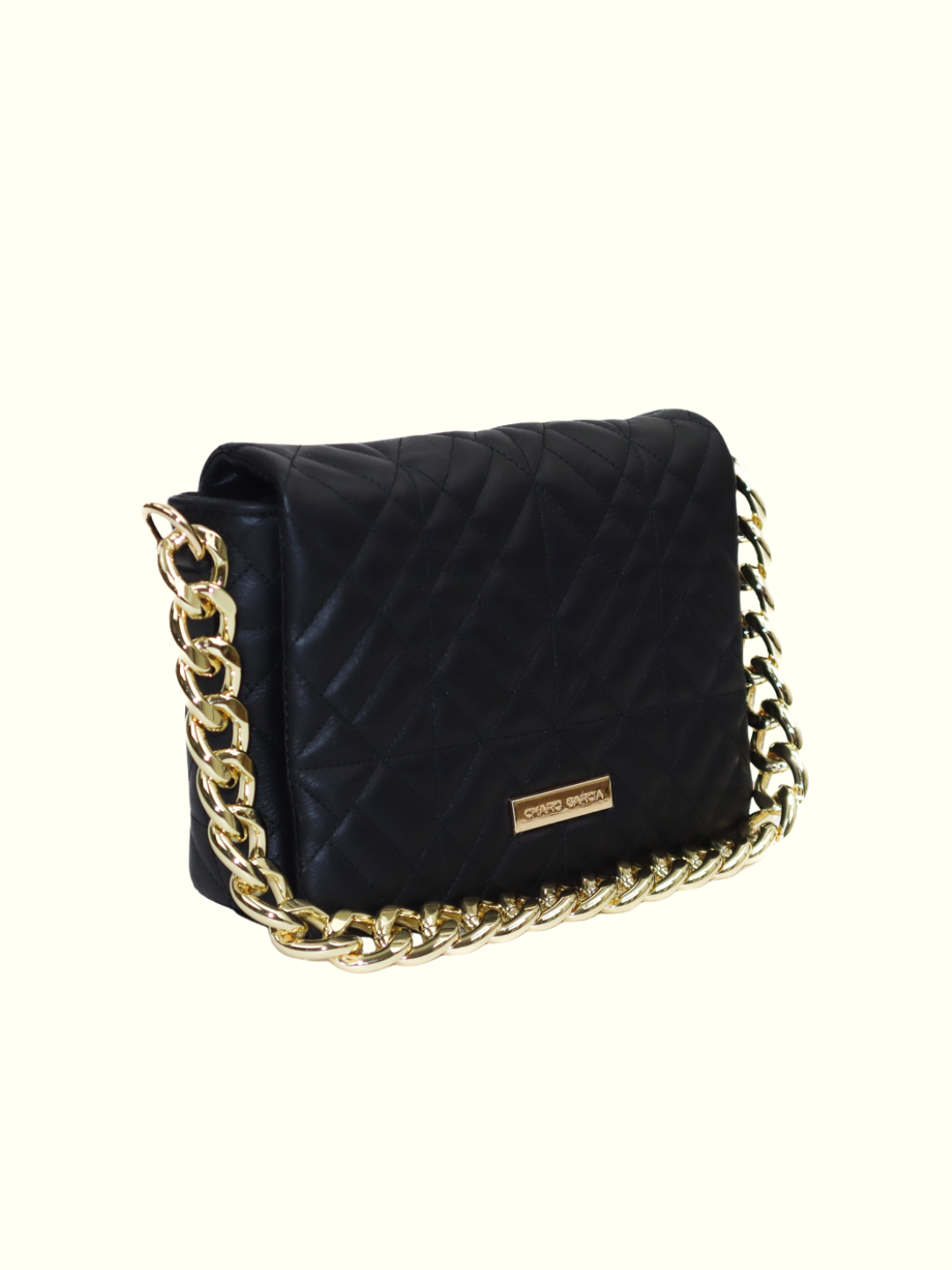 Aris Black Italian Leather Shoulder Bag