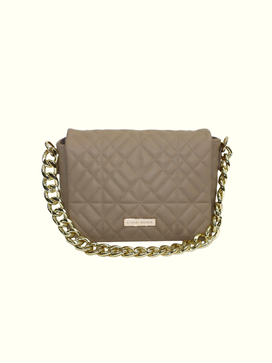 Aris Beige Italian Leather Shoulder Bag