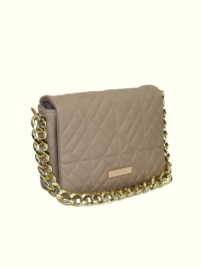 Aris Beige Italian Leather Shoulder Bag