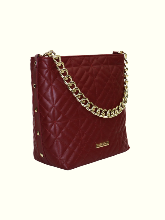 Fabiola Ruby Italian Leather Tote Bags