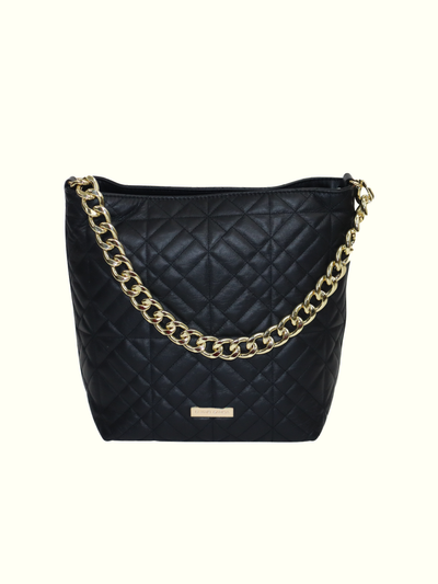 Fabiola Black Italian Leather Tote Bags