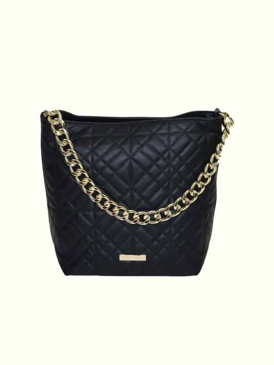Fabiola Black Italian Leather Tote Bags