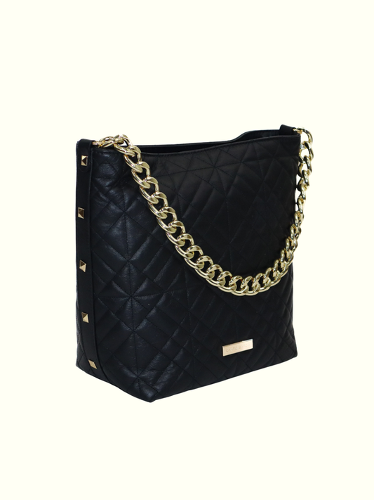 Fabiola Black Italian Leather Tote Bags