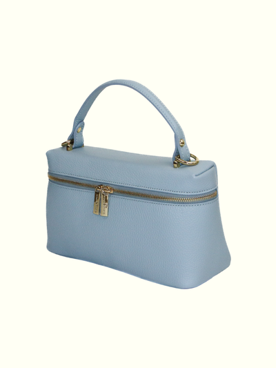Jessica Light-Blue Italian Leather Top Handle Bag
