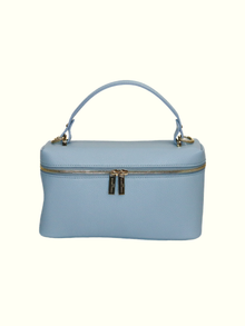 Jessica Light-Blue Italian Leather Top Handle Bag