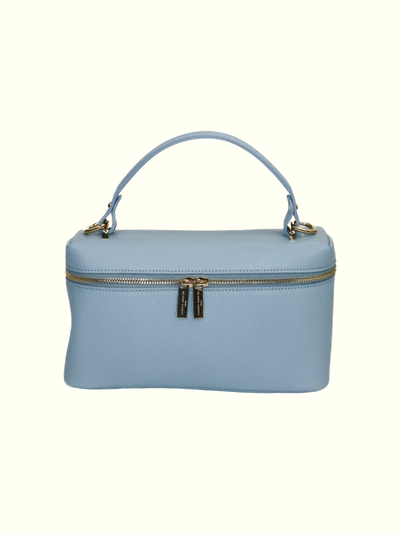 Jessica Light-Blue Italian Leather Top Handle Bag