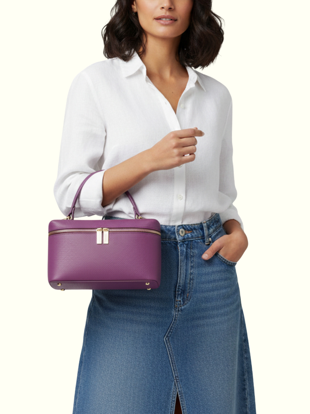 Jessica Latte Italian Leather Baul Bag