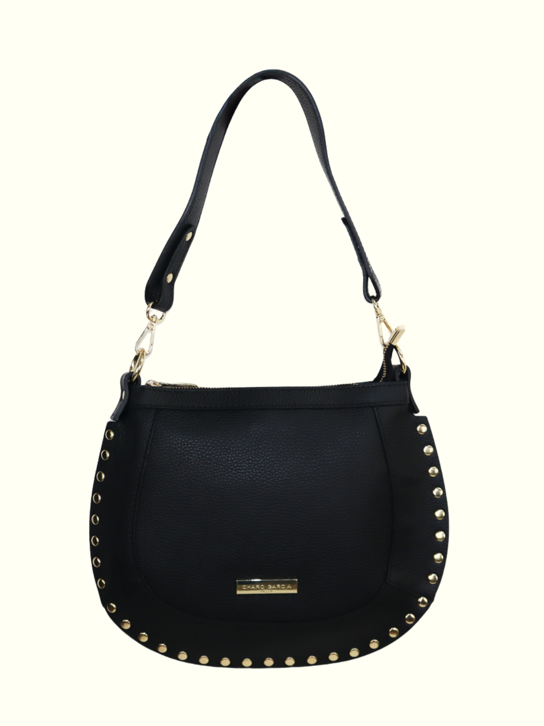 Jhoanna Black Italian Leather Crossbody Bag