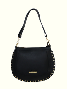 Jhoanna Black Italian Leather Crossbody Bag