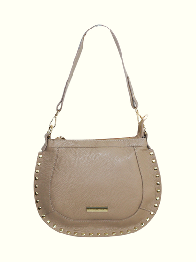 Jhoanna  Capuccino Italian Leather Crossbody Bag