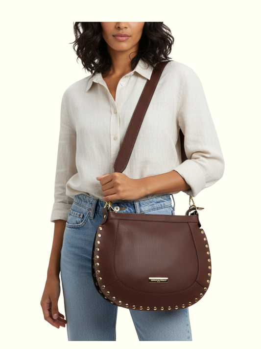 Jhoanna Black Italian Leather Crossbody Bag