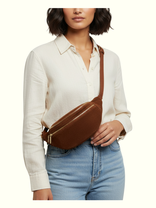 Madelein Brown Italian Leather Waist Bag