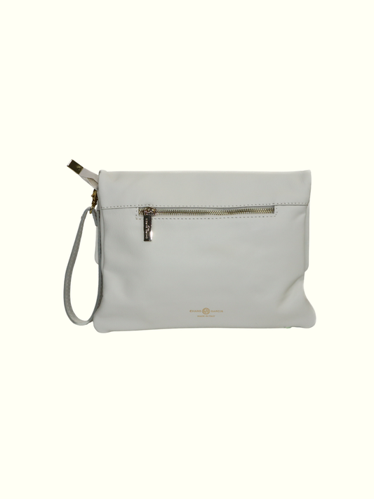 Mariale White Italian Leather Crossbody Bag