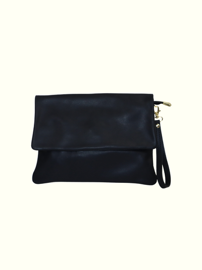 Mariale Black Italian Leather Crossbody Bag