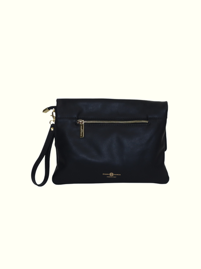 Mariale Black Italian Leather Crossbody Bag