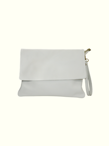 Mariale White Italian Leather Crossbody Bag