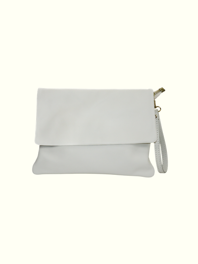 Mariale White Italian Leather Crossbody Bag
