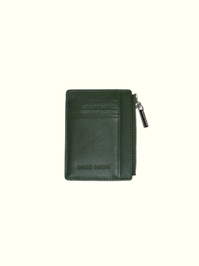 Tarjetero Cartera de Piel Italiana Verde