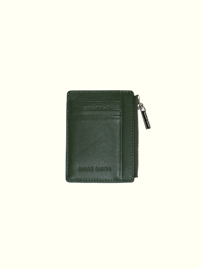 Tarjetero Cartera de Piel Italiana Verde