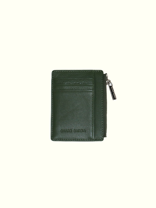 Tarjetero Cartera de Piel Italiana Verde