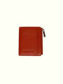 Card Holder Orange Italian Leather Wallet