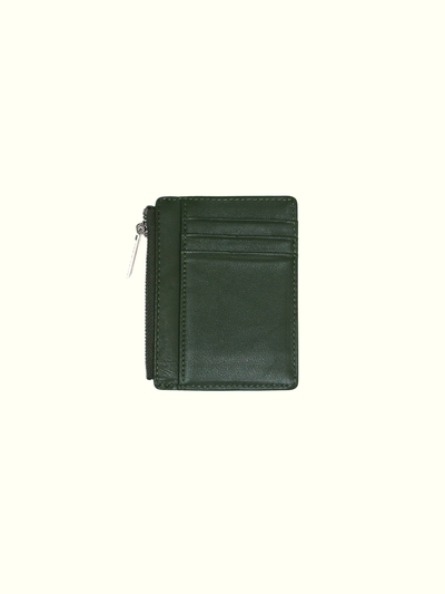 Tarjetero Cartera de Piel Italiana Verde