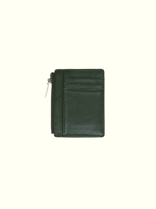 Tarjetero Cartera de Piel Italiana Verde