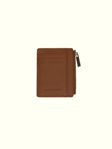 Cartera de cuero italiano marrón con tarjetero