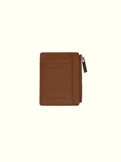 Cartera de cuero italiano marrón con tarjetero