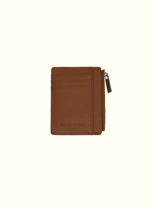 Cartera de cuero italiano marrón con tarjetero