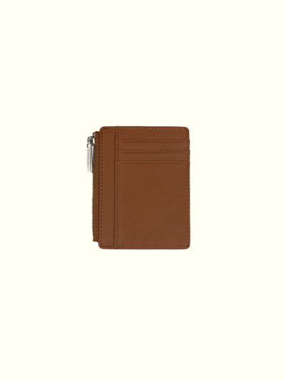 Cartera de cuero italiano marrón con tarjetero