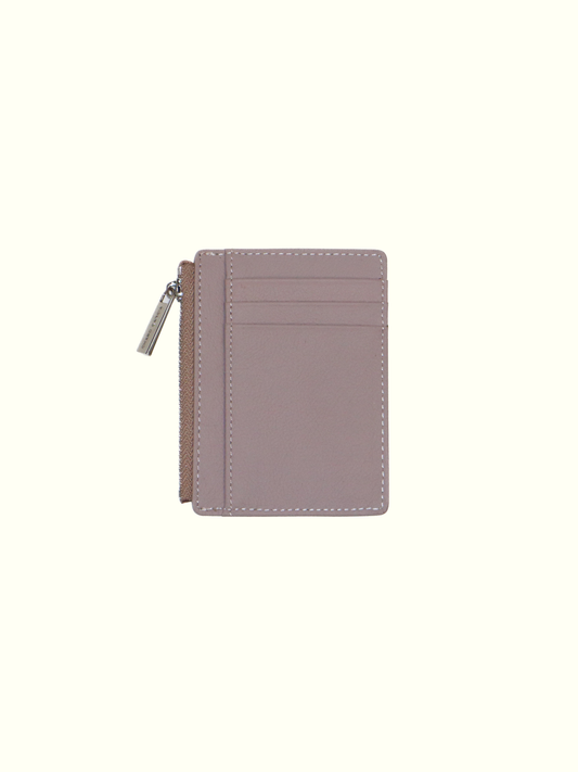 Pink Italian Leather Card Holder Wallet