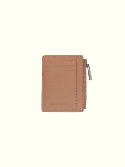 Khaki Italian Leather Card Holder Wallet