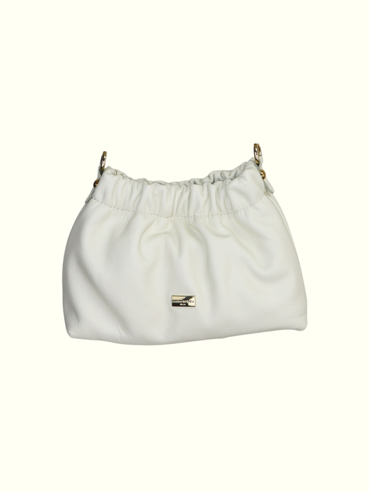 Veronica Off-White Italian Leather Crossbody Bag