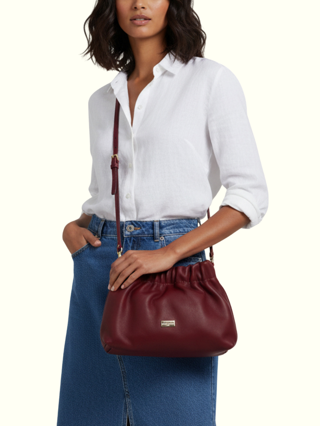 Veronica Ruby Italian Leather Crossbody Bag
